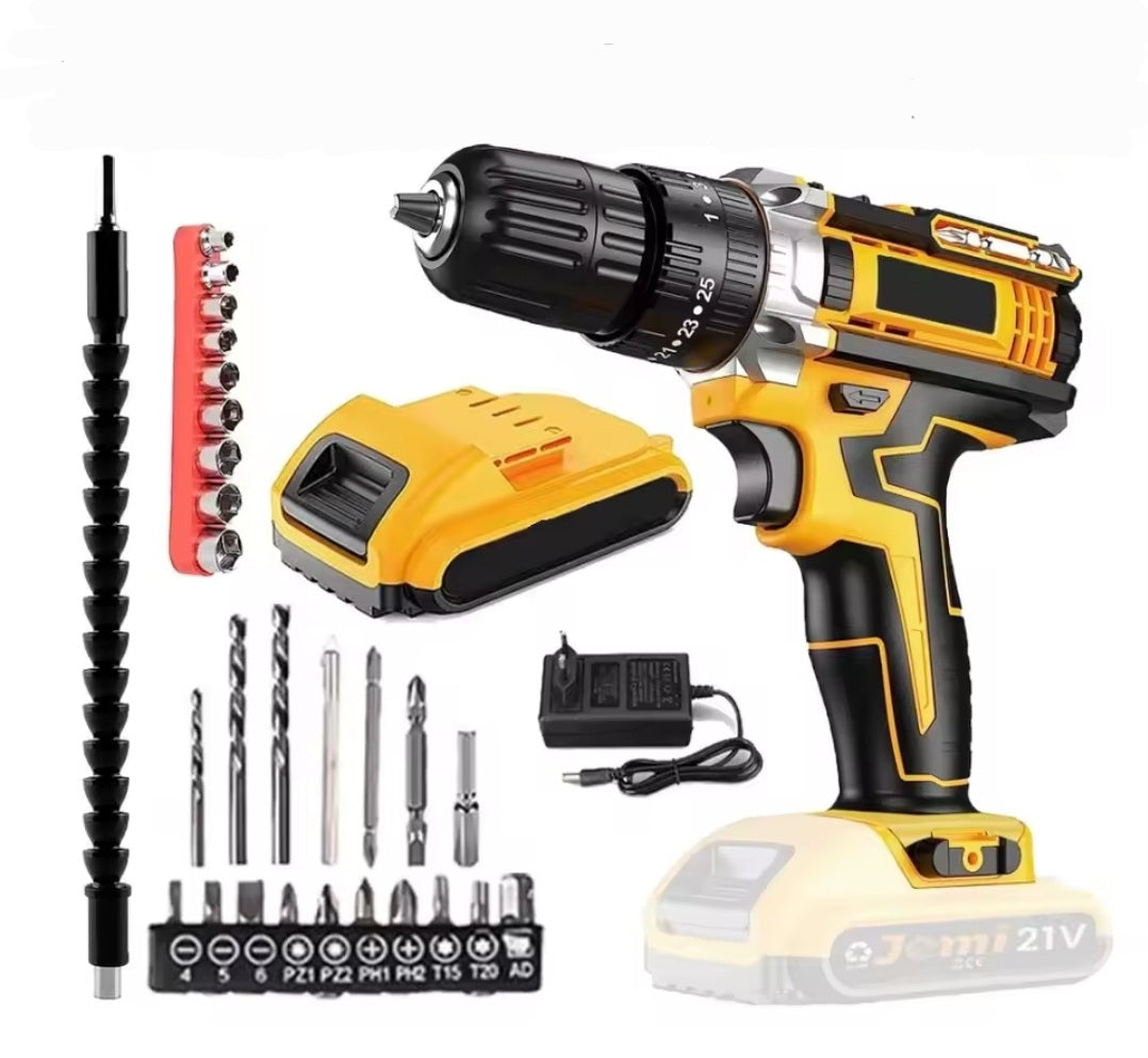 Taladro inalámbrico +2 Baterías Litio 98V + 22 Accesorios